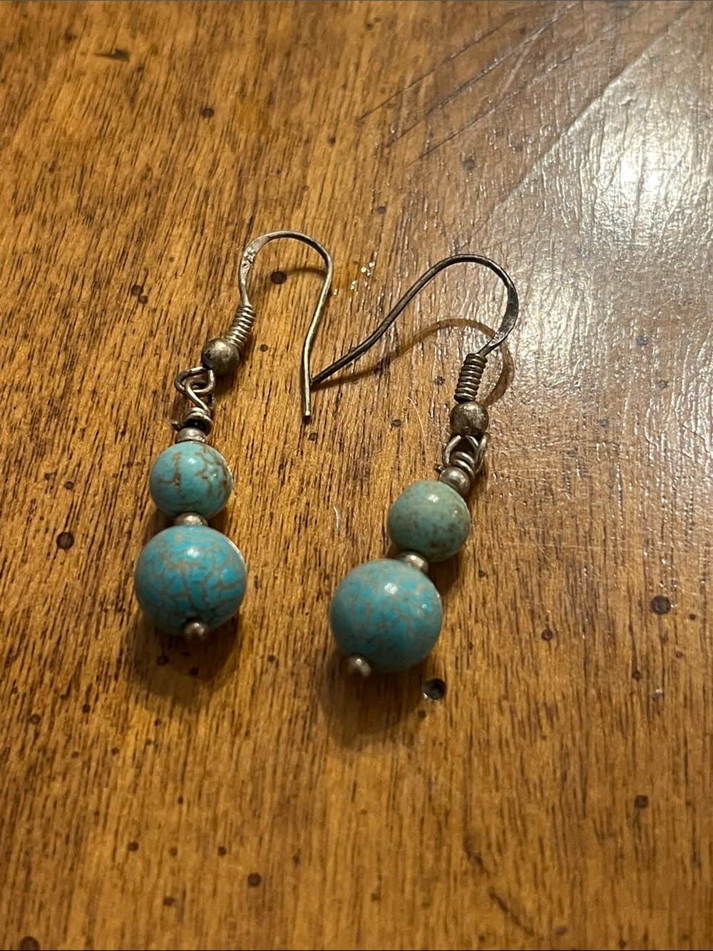 Delicate turquoise sterling silver dangle earrings